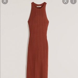 Abercrombie Scuba Midi Dress In Rust